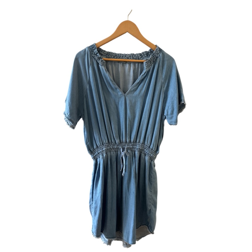 Dex Blue Tunic Midi Dress with Tie Front L - Picture 2 of 11